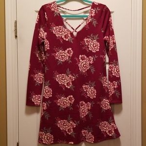 Burgandy boutique floral dress!